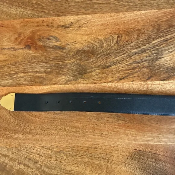 VTG 90’s Express Black Suede Leather Victorian Goth Gold Rocco Belt - Picture 12 of 14